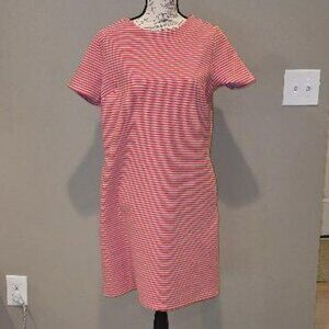 NWT Ann Taylor Women's Size 8 Pink Red Striped Short Sleeve Shift Pockets